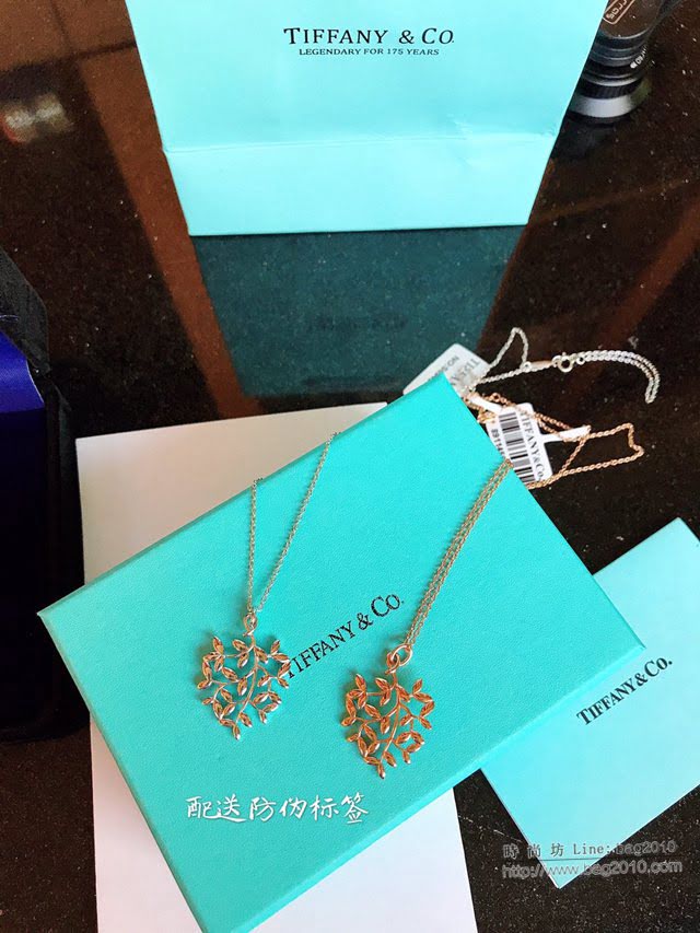 Tiffany純銀飾品 蒂芙尼女士專櫃爆款橄欖葉純銀吊墜925樹葉項鏈 Tiffany純銀鎖骨鏈  zgt1785